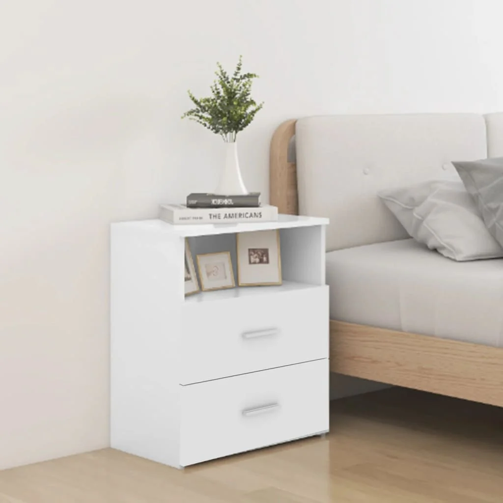 Berkfield Bed Cabinet High Gloss White 50x32x60cm