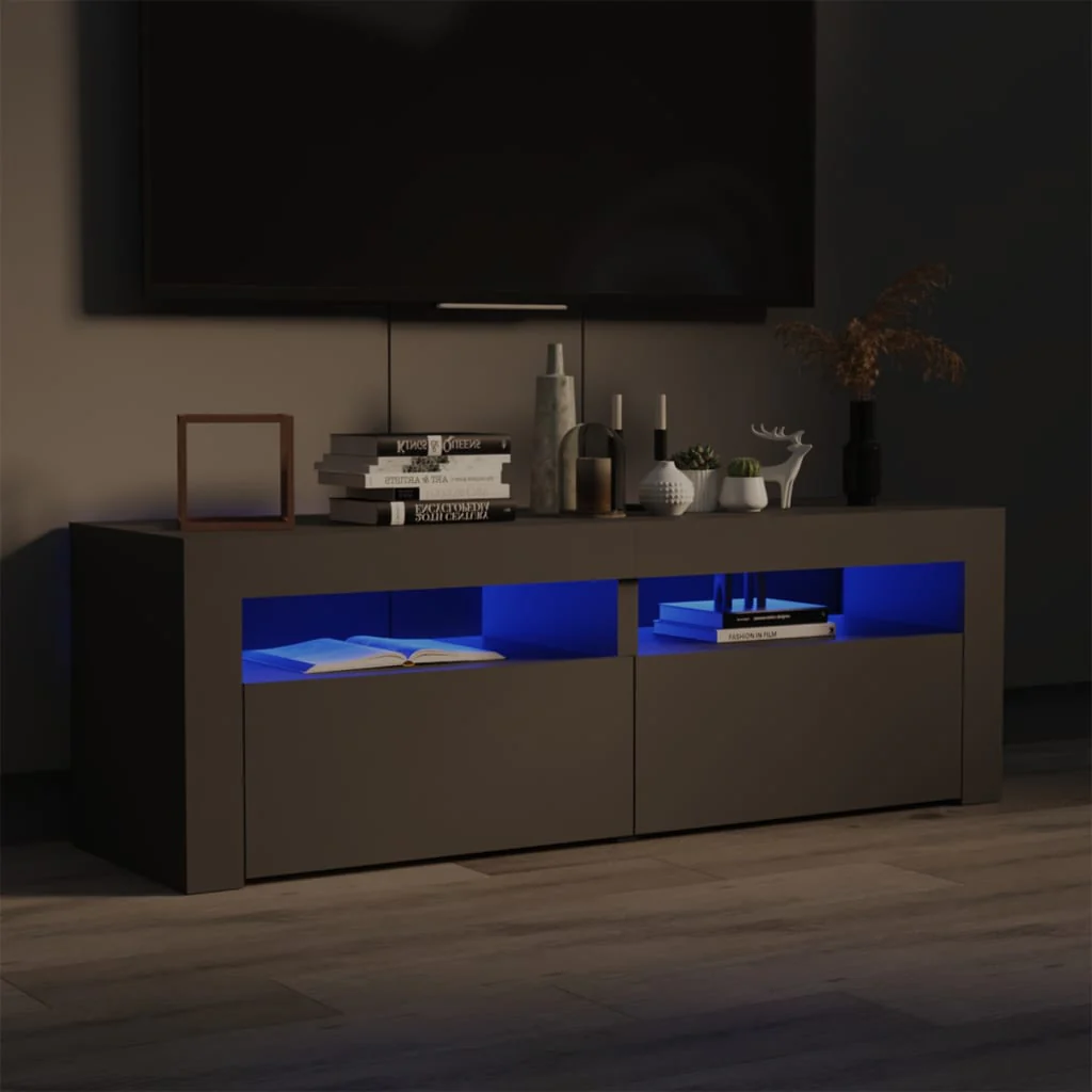 Berkfield TV Cabinet with LED Lights Grey 120x35x40 cm