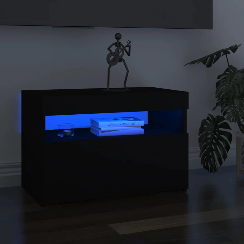 Berkfield TV Cabinet with LED Lights Black 60x35x40 cm