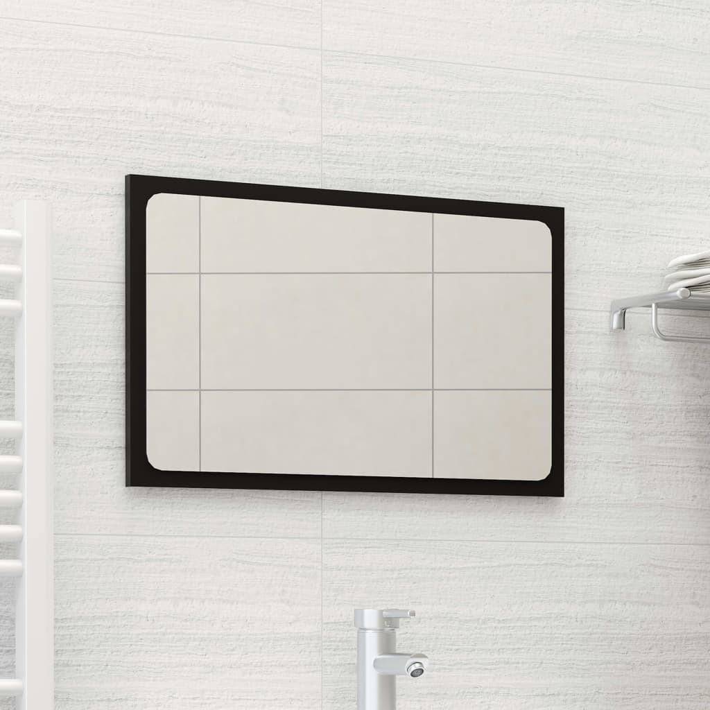 Berkfield Bathroom Mirror Black 60x1.5x37 cm Engineered Wood