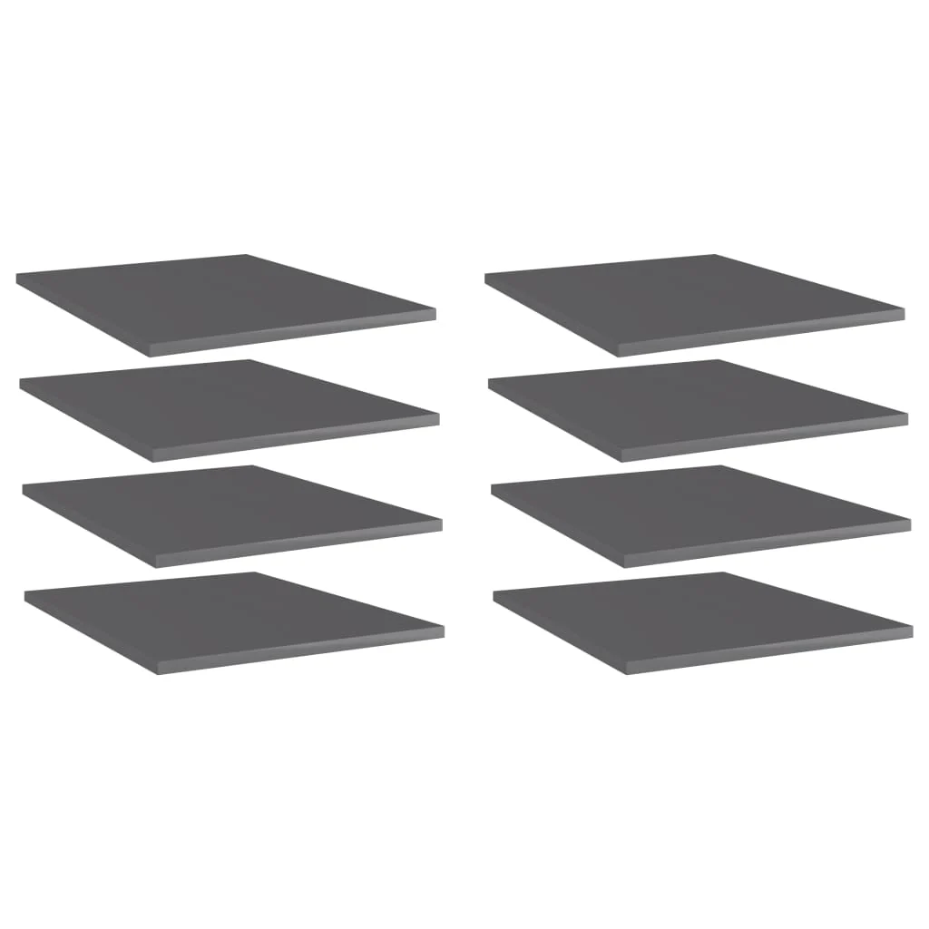 Berkfield Bookshelf Boards 8 pcs High Gloss Grey 40x50x1.5 cm Engineered Wood