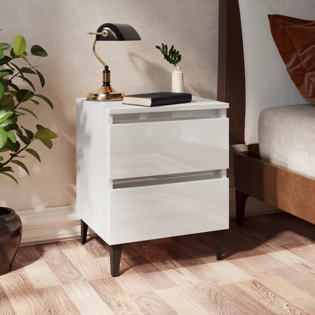 Berkfield Bed Cabinets 2 pcs High Gloss White 40x35x50 cm Engineered Wood