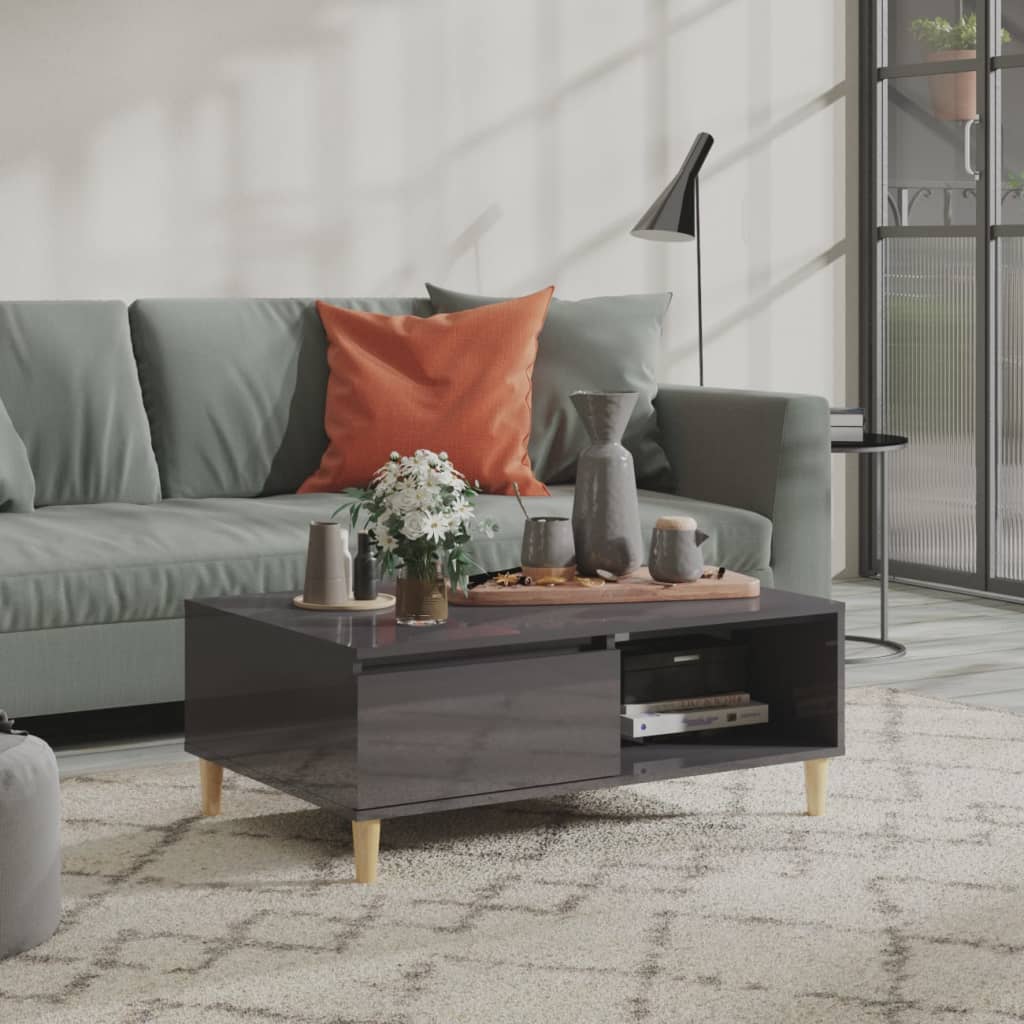 Berkfield Coffee Table High Gloss Grey 90x60x35 cm Engineered Wood