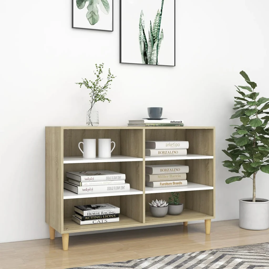 Berkfield Sideboard White and Sonoma Oak 103.5x35x70 cm Engineered Wood
