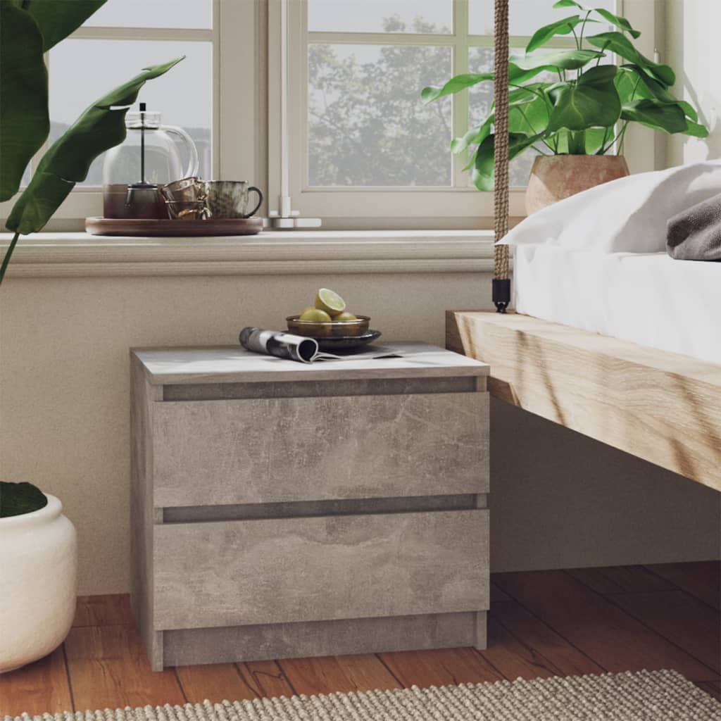 Berkfield Bed Cabinets 2 pcs Concrete Grey 50x39x43.5 cm Engineered Wood
