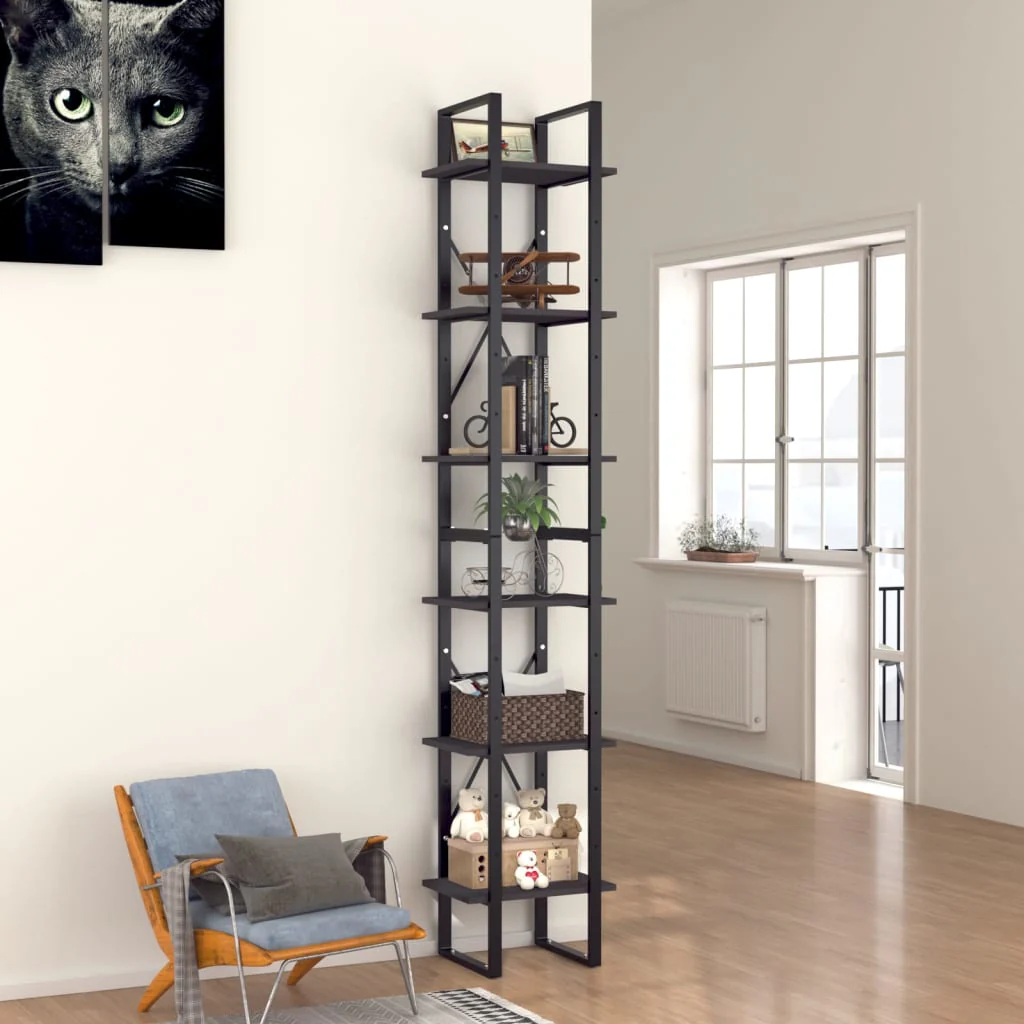 Berkfield 6-Tier Book Cabinet Grey 40x30x210 cm Engineered Wood