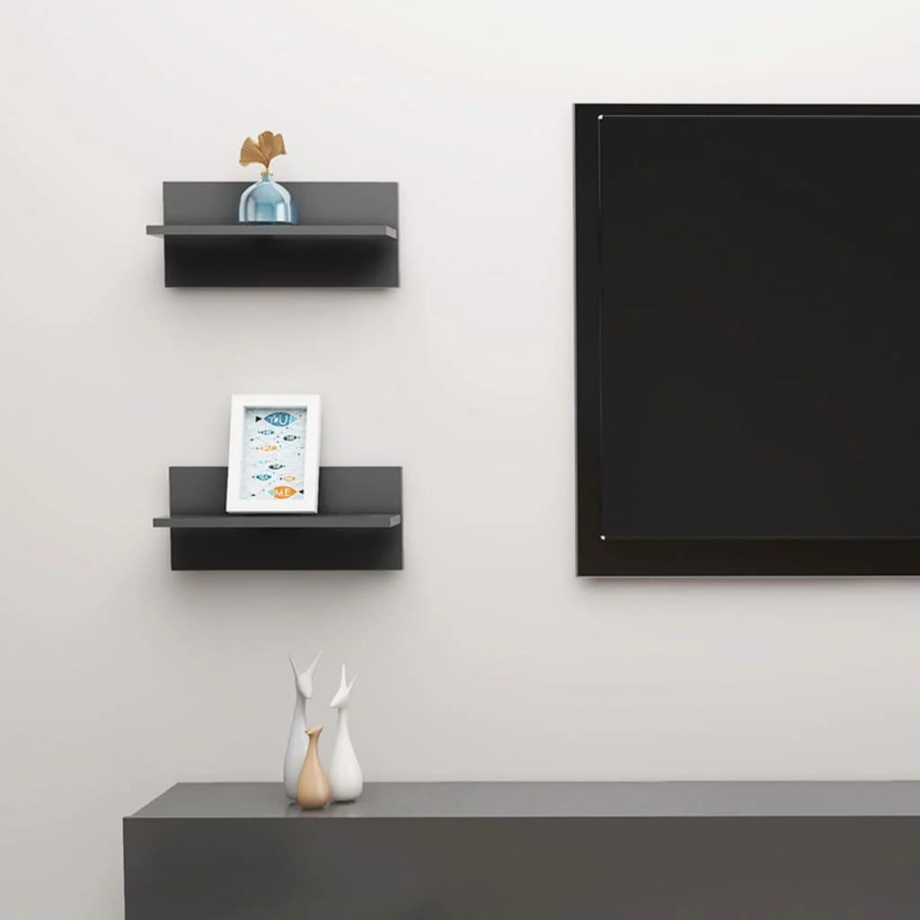 Berkfield Wall Shelf 2 pcs Grey 40x11.5x18 cm Engineered Wood