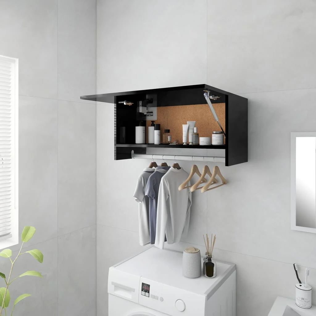 Berkfield Wardrobe High Gloss Black 70x32.5x35 cm Engineered Wood