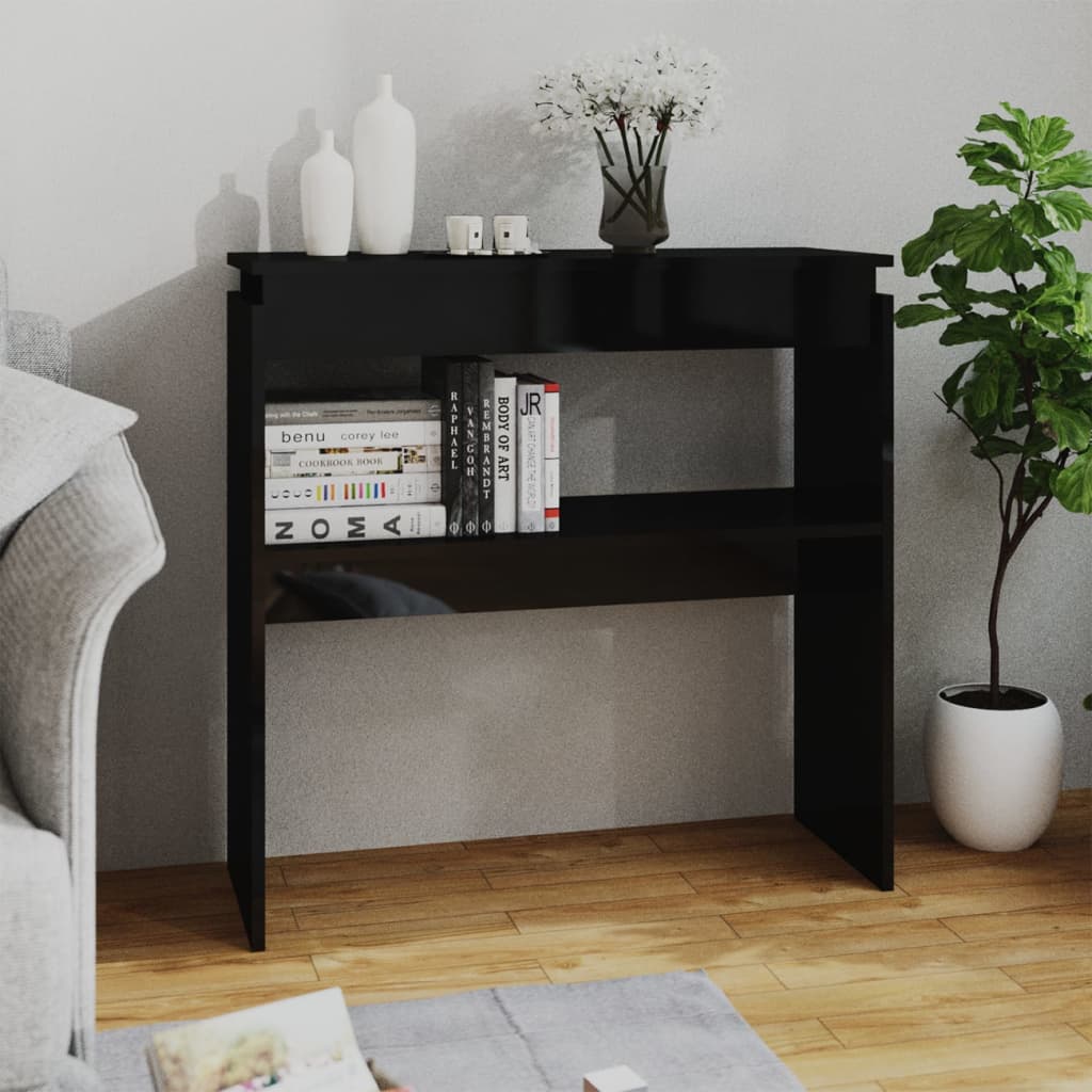 Berkfield Console Table High Gloss Black 80x30x80 cm Engineered Wood