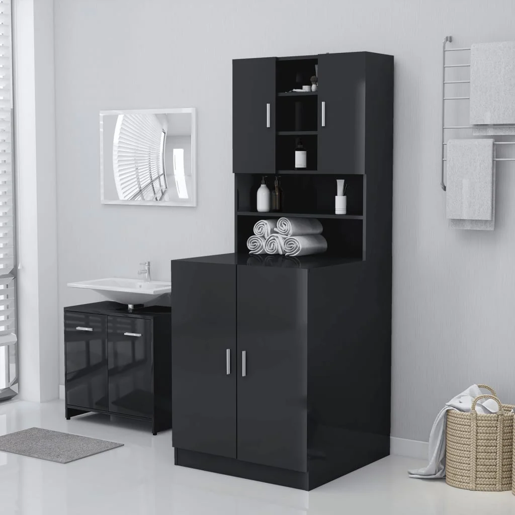 Berkfield Washing Machine Cabinet High Gloss Grey 71x71.5x91.5 cm