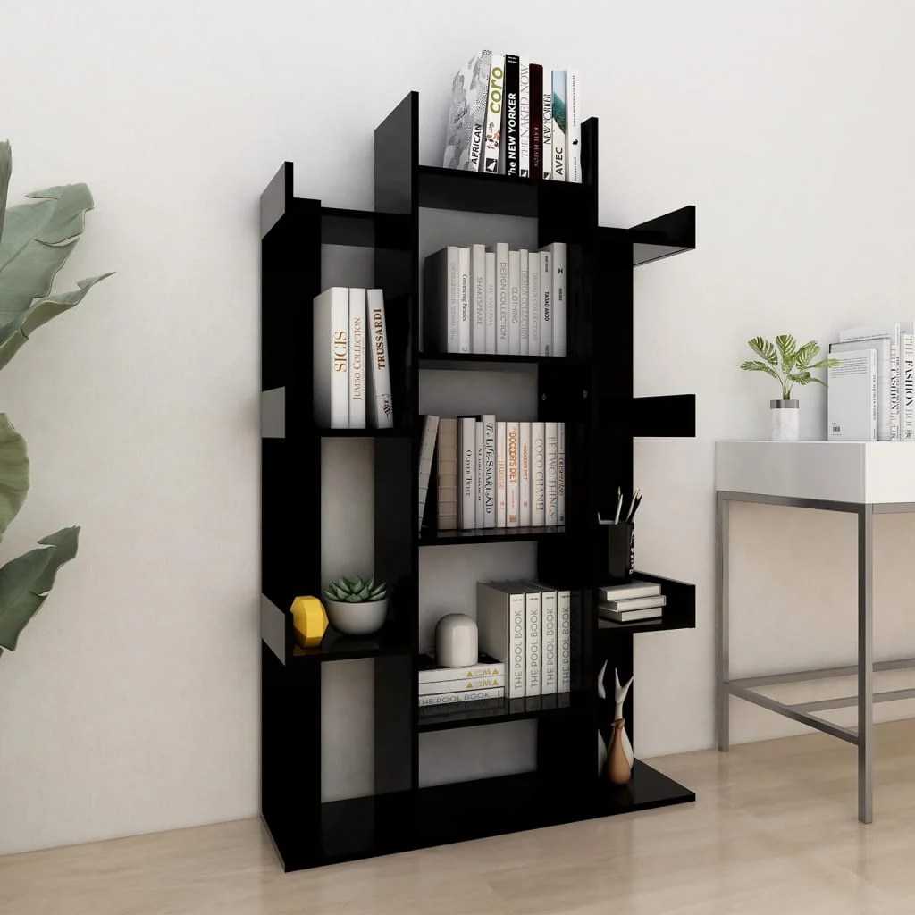 Berkfield Book Cabinet Black 86x25.5x140 cm Engineered Wood