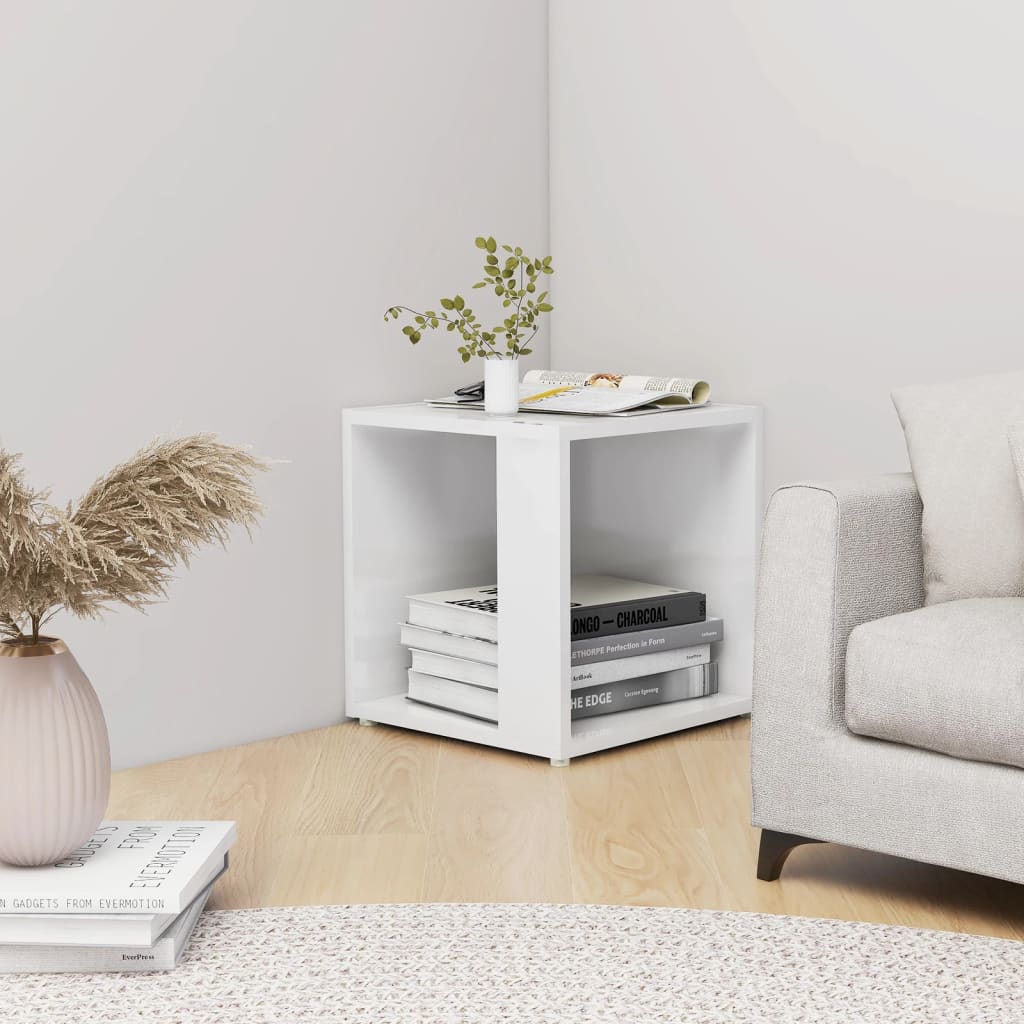 Berkfield Side Table High Gloss White 33x33x34.5 cm Engineered Wood