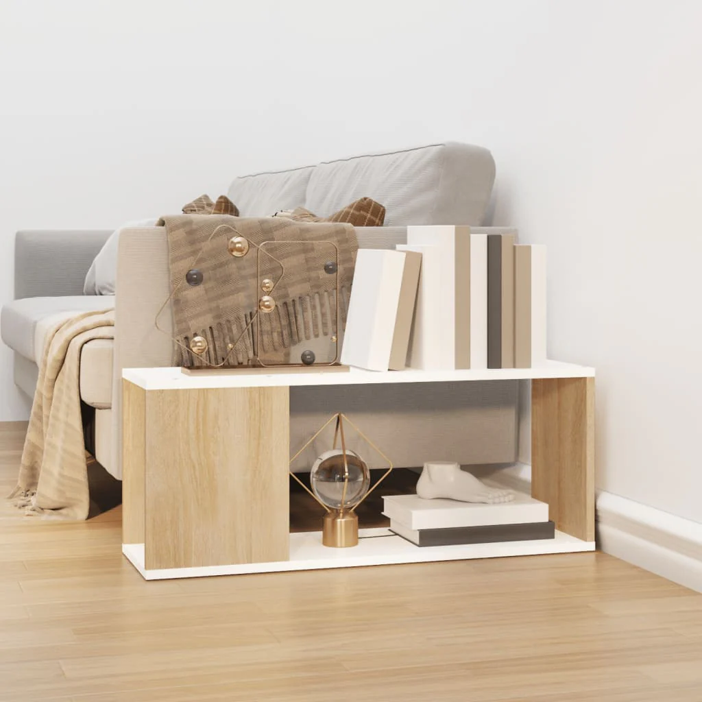 Berkfield TV Cabinet White and Sonoma Oak 80x24x32 cm Engineered Wood