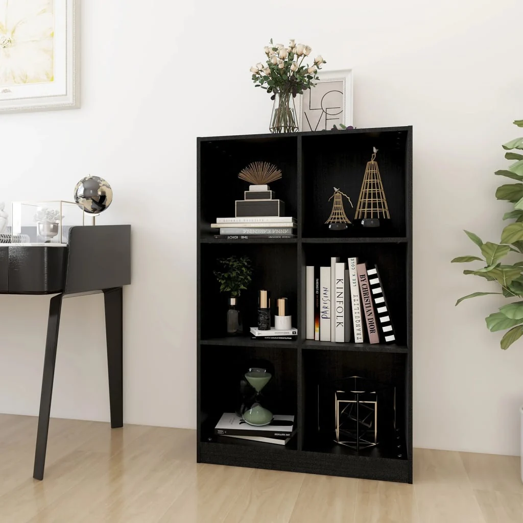 Berkfield Book Cabinet Black 70x33x110 cm Solid Pinewood