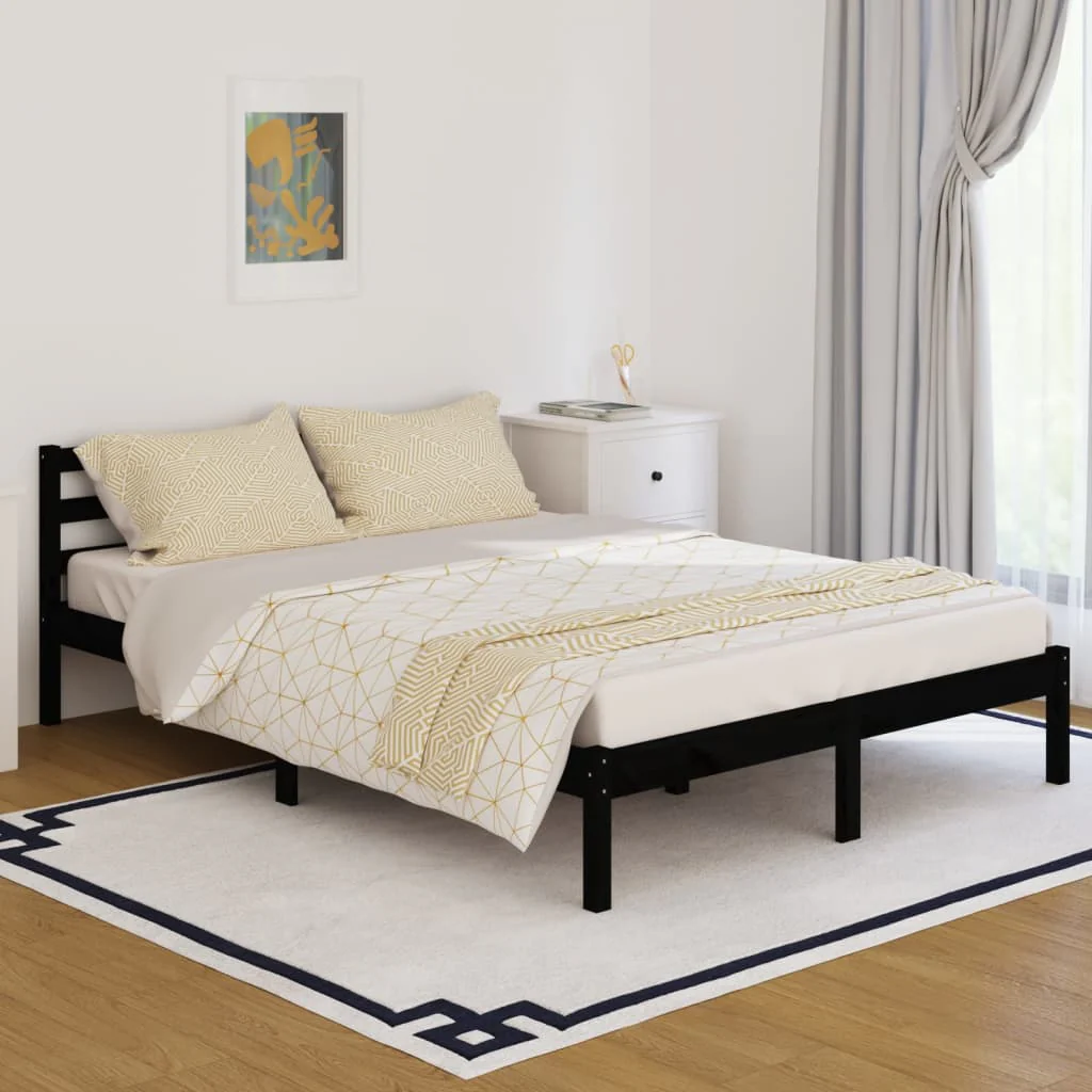 Berkfield Day Bed Solid Wood Pine 140x200 cm Double Black