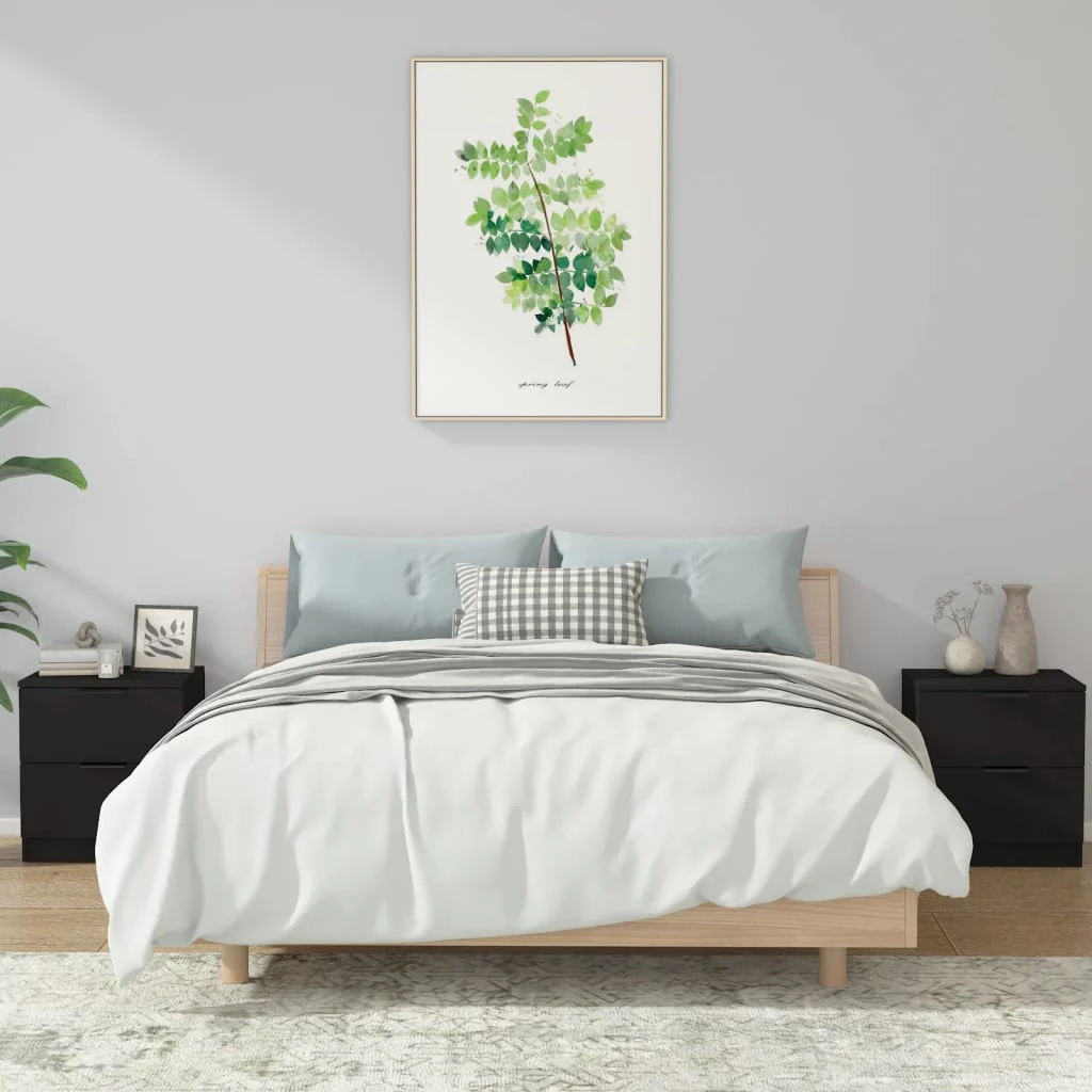 Berkfield Bedside Cabinets 2 pcs Black Engineered Wood