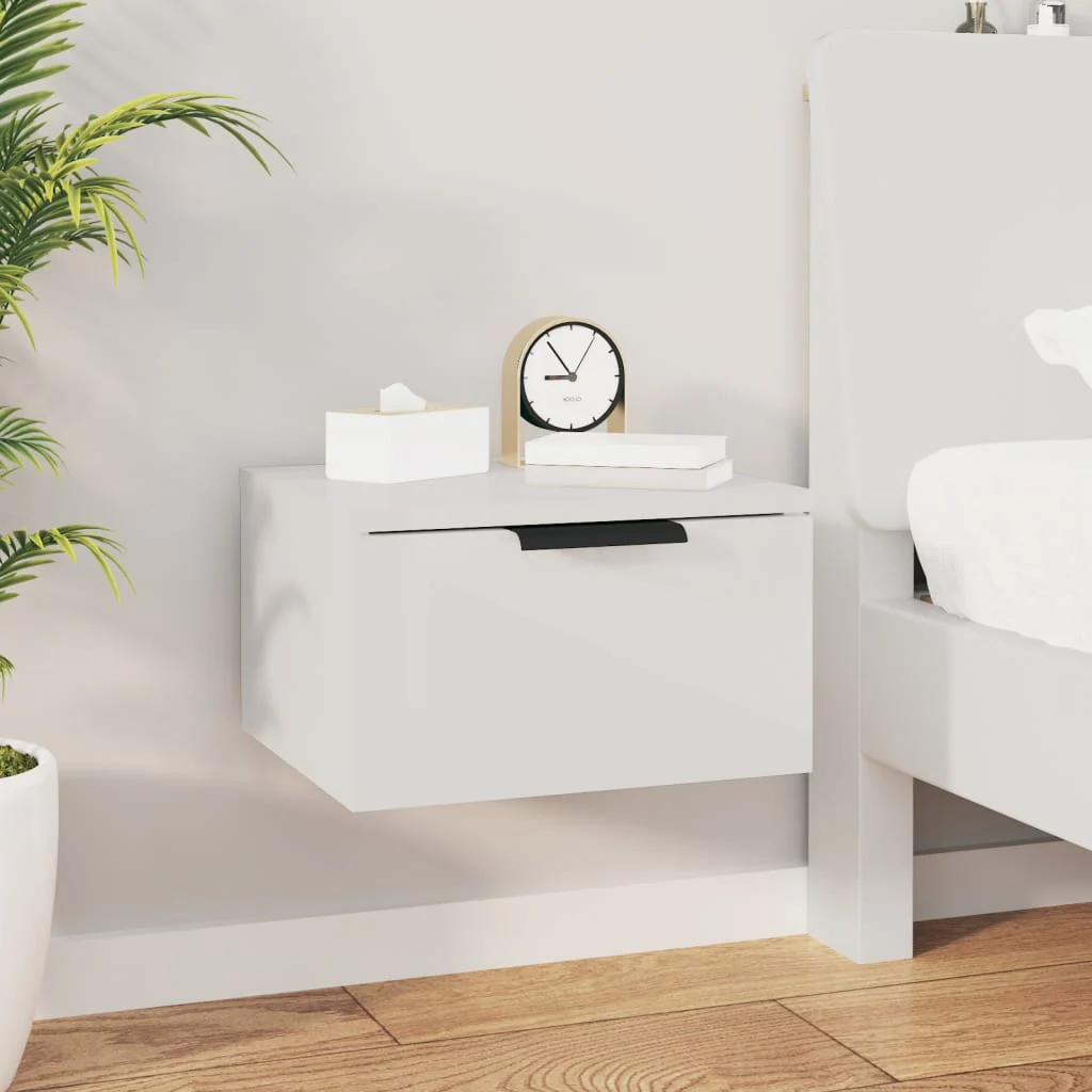 Berkfield Wall-mounted Bedside Cabinet High Gloss White 34x30x20 cm
