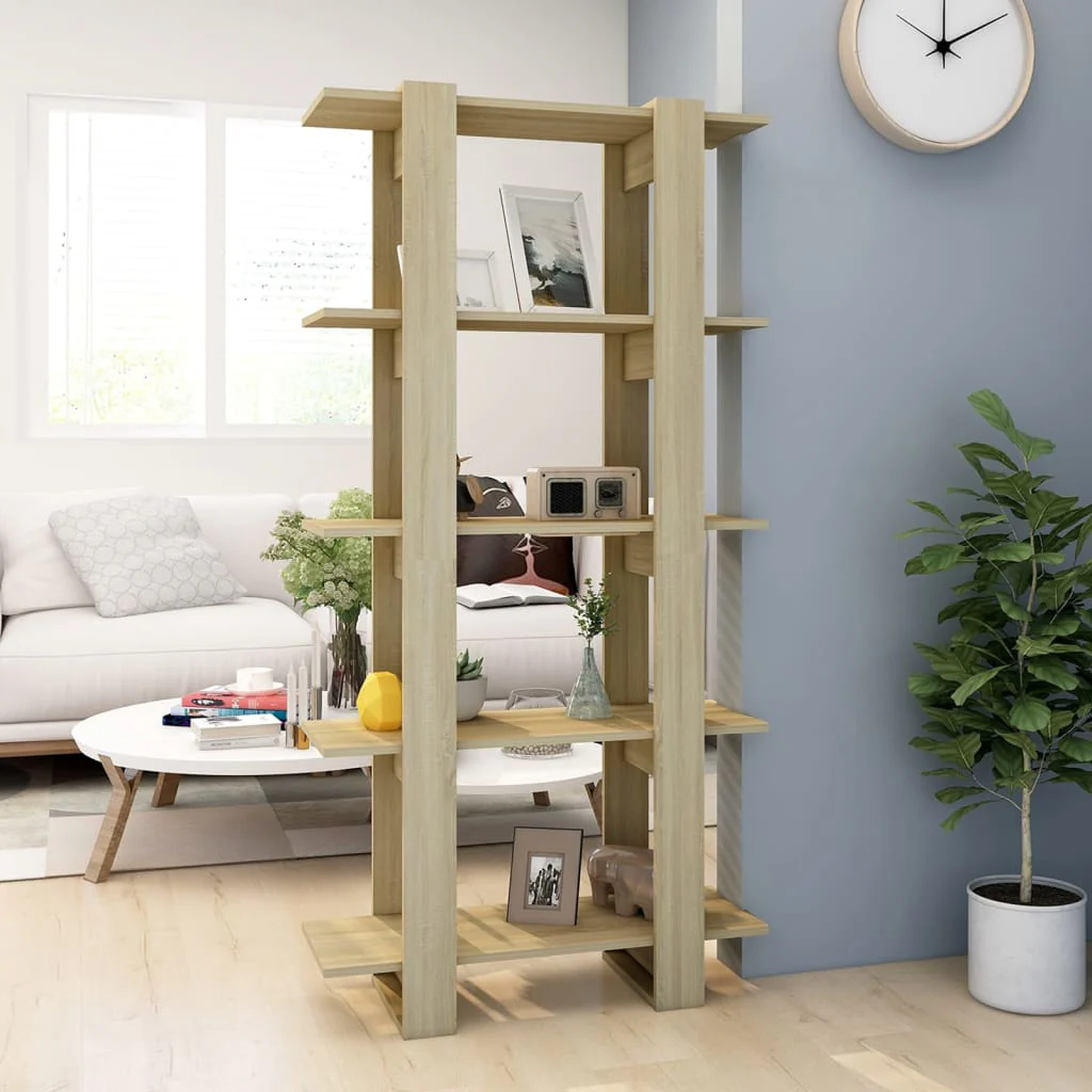 Berkfield Book Cabinet/Room Divider Sonoma Oak 80x30x160 cm Engineered Wood