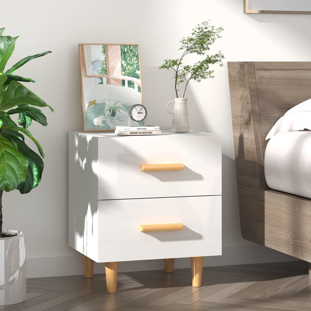 Berkfield Bed Cabinet High Gloss White 40x35x47.5 cm