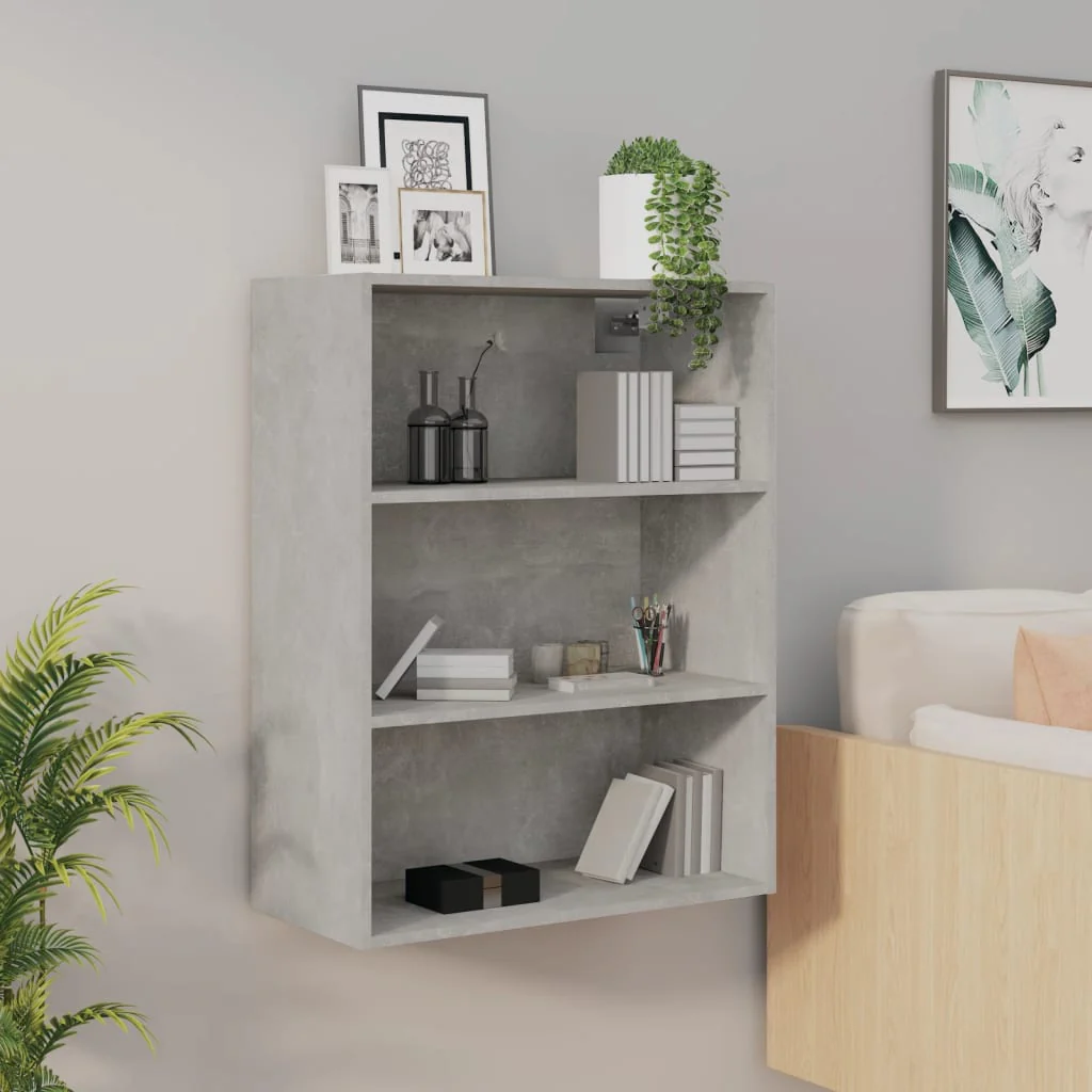 Berkfield Hanging Wall Cabinet Concrete Grey 69.5x32.5x90 cm