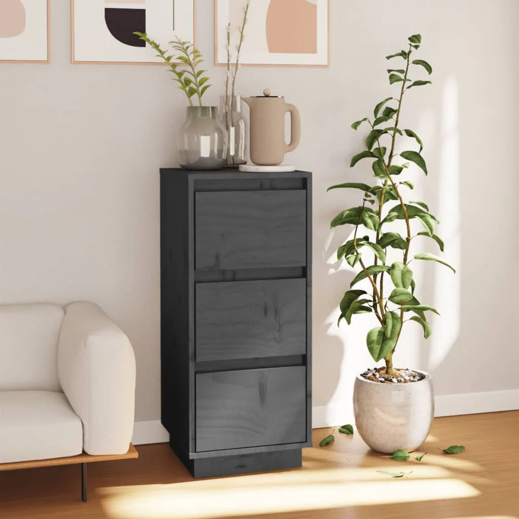 Berkfield Sideboard Grey 32x34x75 cm Solid Wood Pine