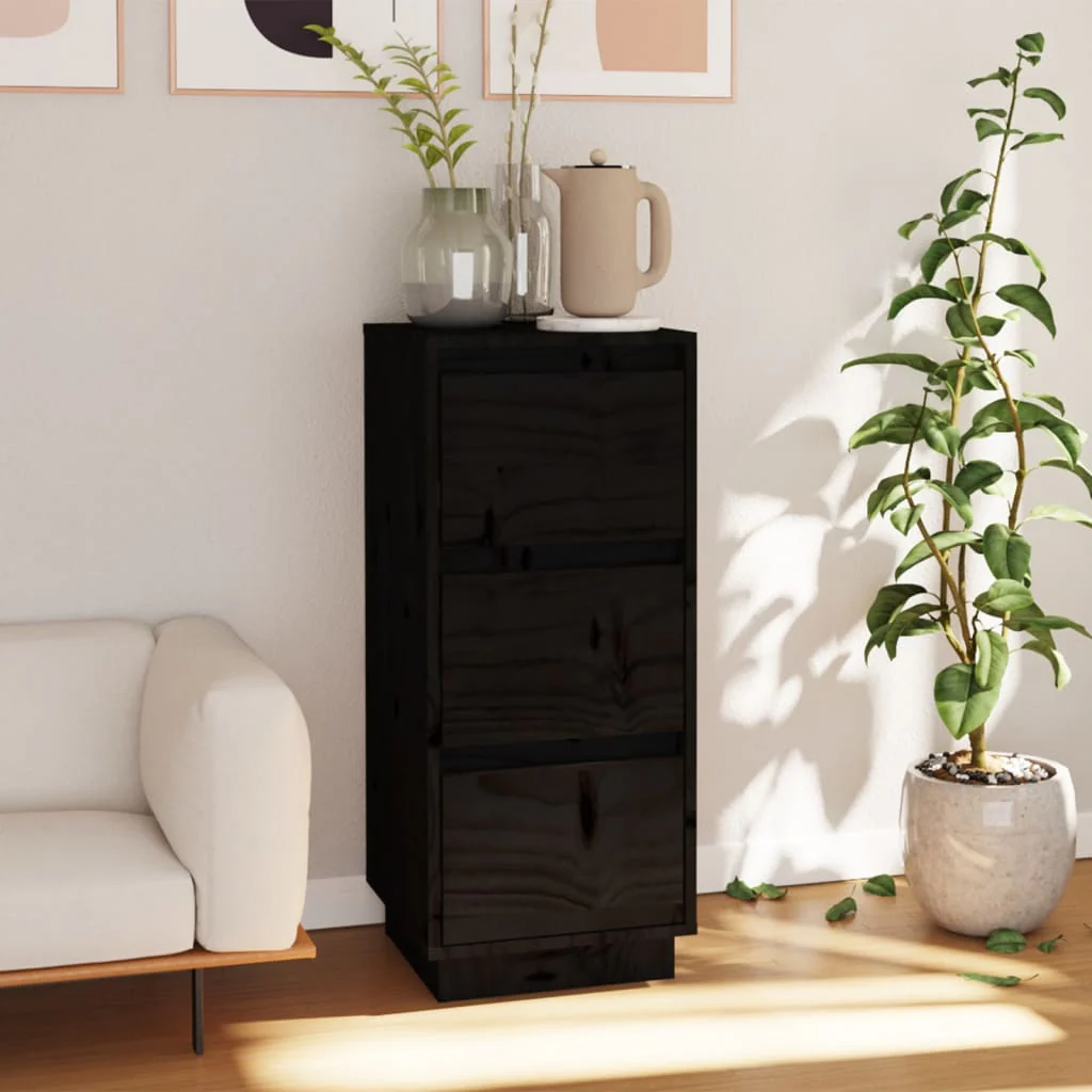 Berkfield Sideboard Black 32x34x75 cm Solid Wood Pine