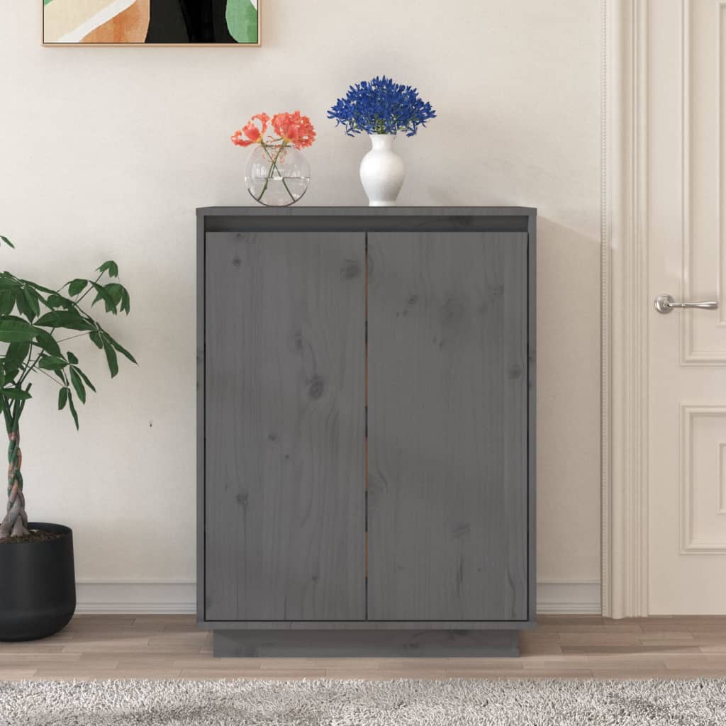 Berkfield Shoe Cabinet Grey 60x35x80 cm Solid Wood Pine