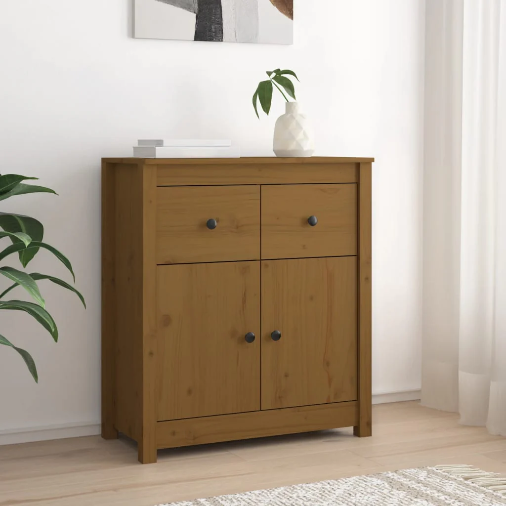 Berkfield Sideboard Honey Brown 70x35x80 cm Solid Wood Pine