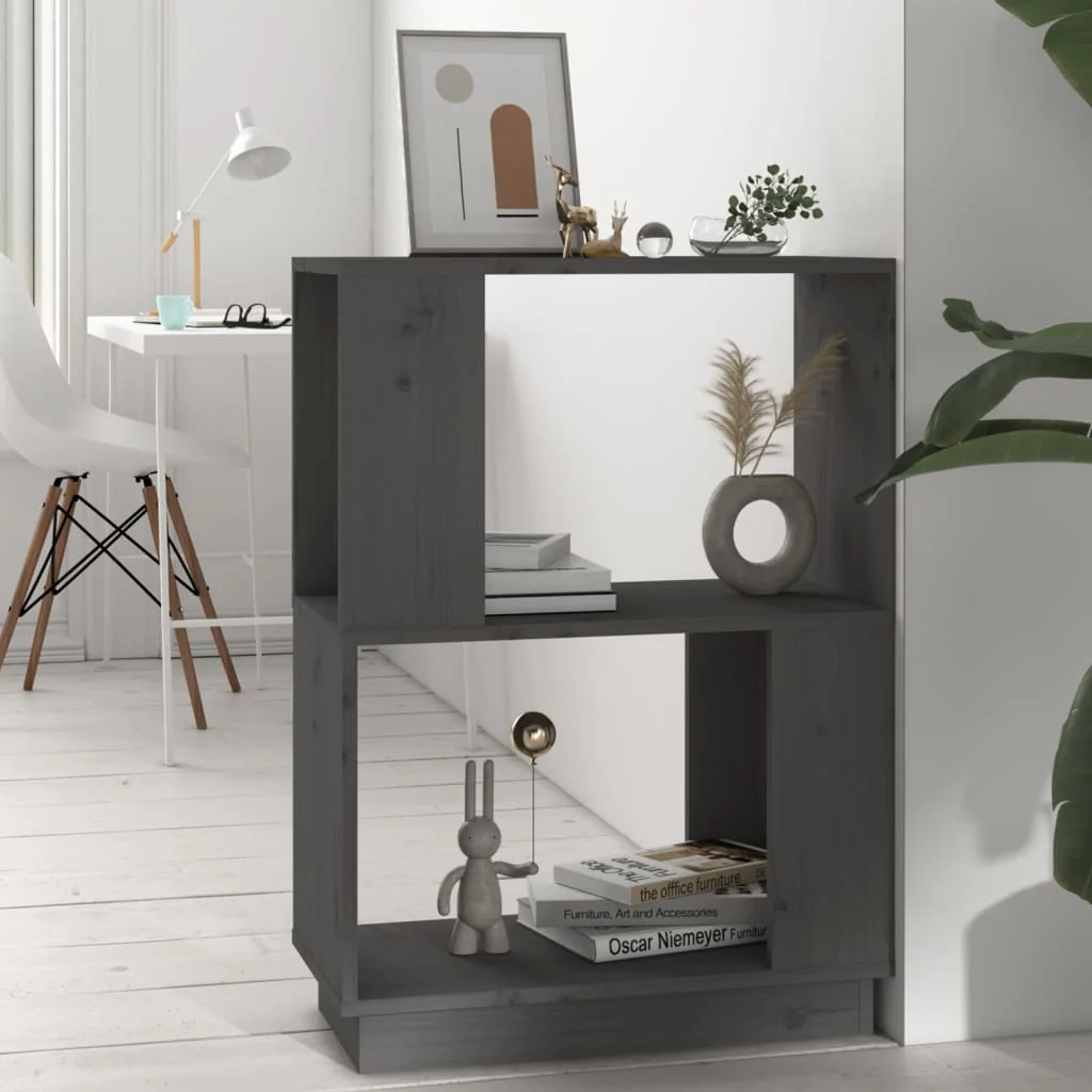 Berkfield Book Cabinet/Room Divider Grey 51x25x70 cm Solid Wood Pine
