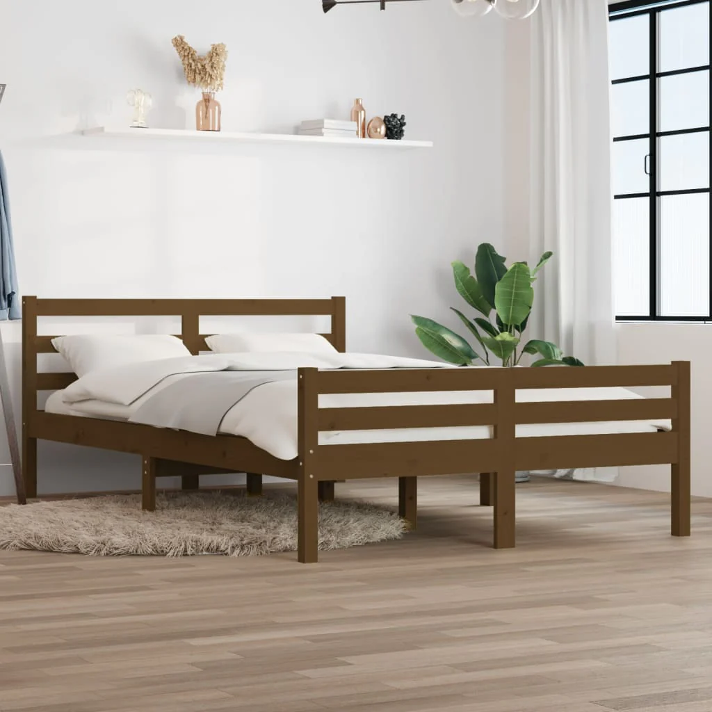 Berkfield Bed Frame Honey Brown Solid Wood 150x200 cm King Size