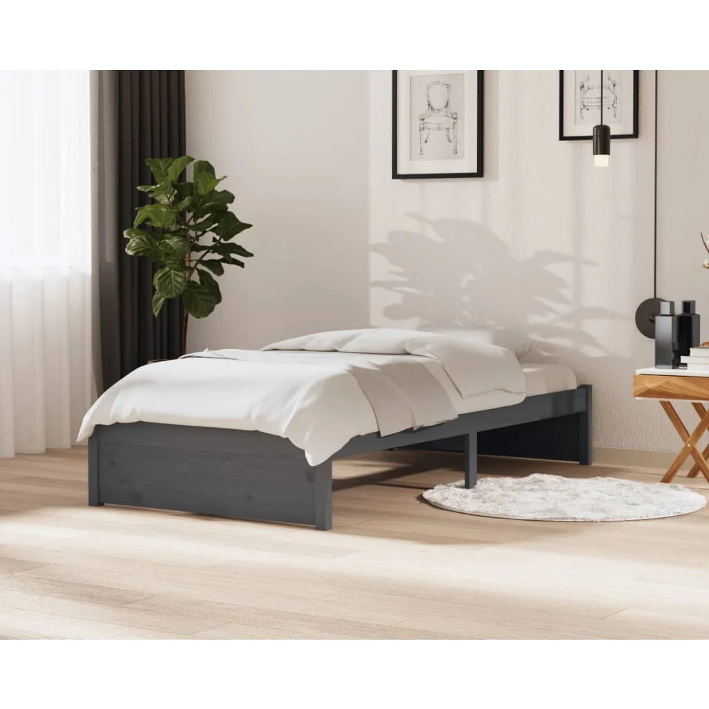 Berkfield Bed Frame Grey Solid Wood 100x200 cm