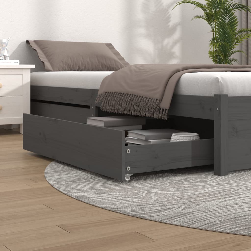 Berkfield Bed Drawers 2 pcs Grey Solid Wood Pine