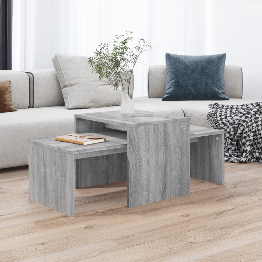 Berkfield Coffee Table Set Grey Sonoma 100x48x40 cm Engineered Wood