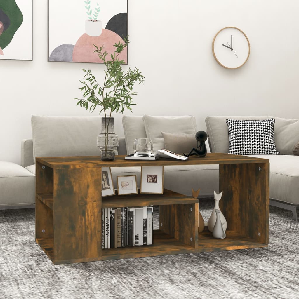 Berkfield Coffee Table Smoked Oak 100x50x40 cm Engineered Wood