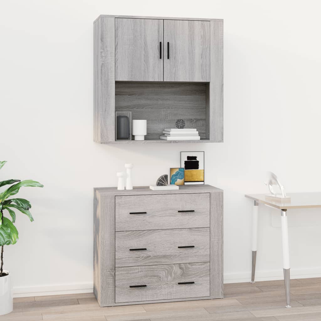 Berkfield Wall Cabinet Grey Sonoma 80x33x80 cm Engineered Wood