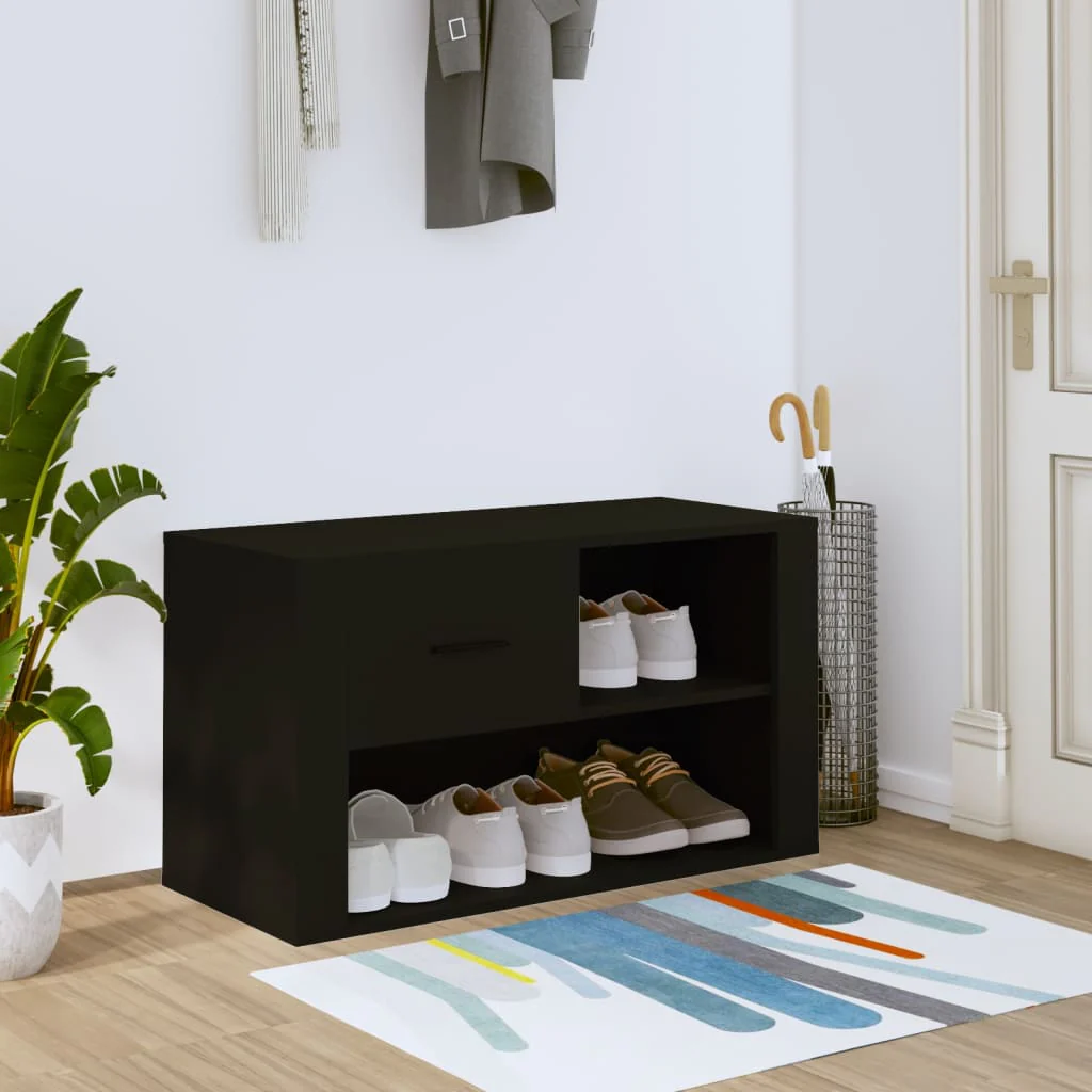 Berkfield Shoe Cabinet Black 80x35x45 cm Engineered Wood