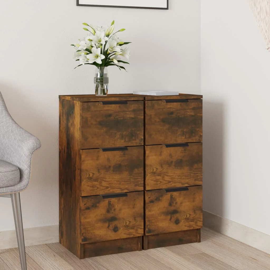 Berkfield Sideboards 2 pcs Smoked Oak 30x30x70 cm Engineered Wood