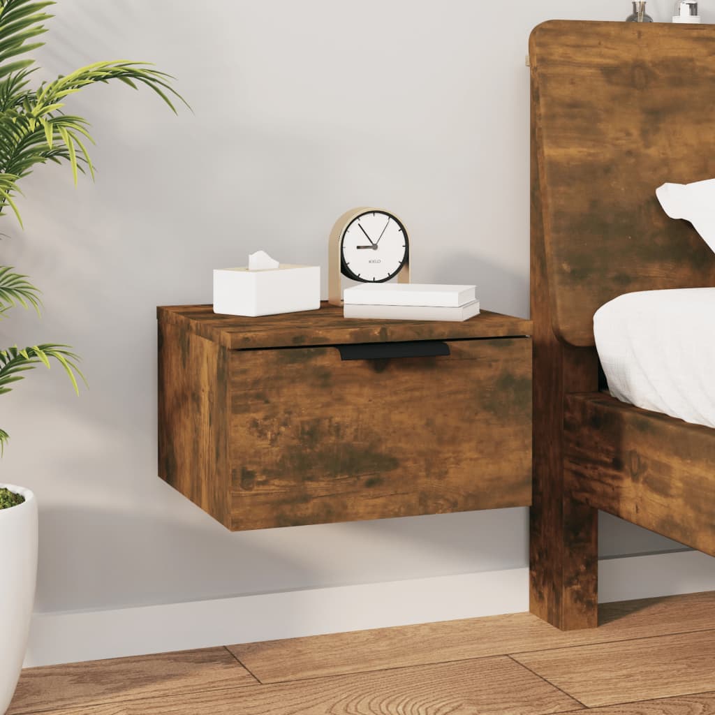 Berkfield Wall-mounted Bedside Cabinet Smoked Oak 34x30x20 cm