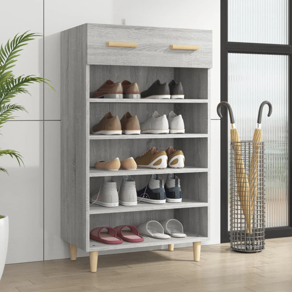 Berkfield Shoe Cabinet Grey Sonoma 60x35x105 cm Engineered Wood