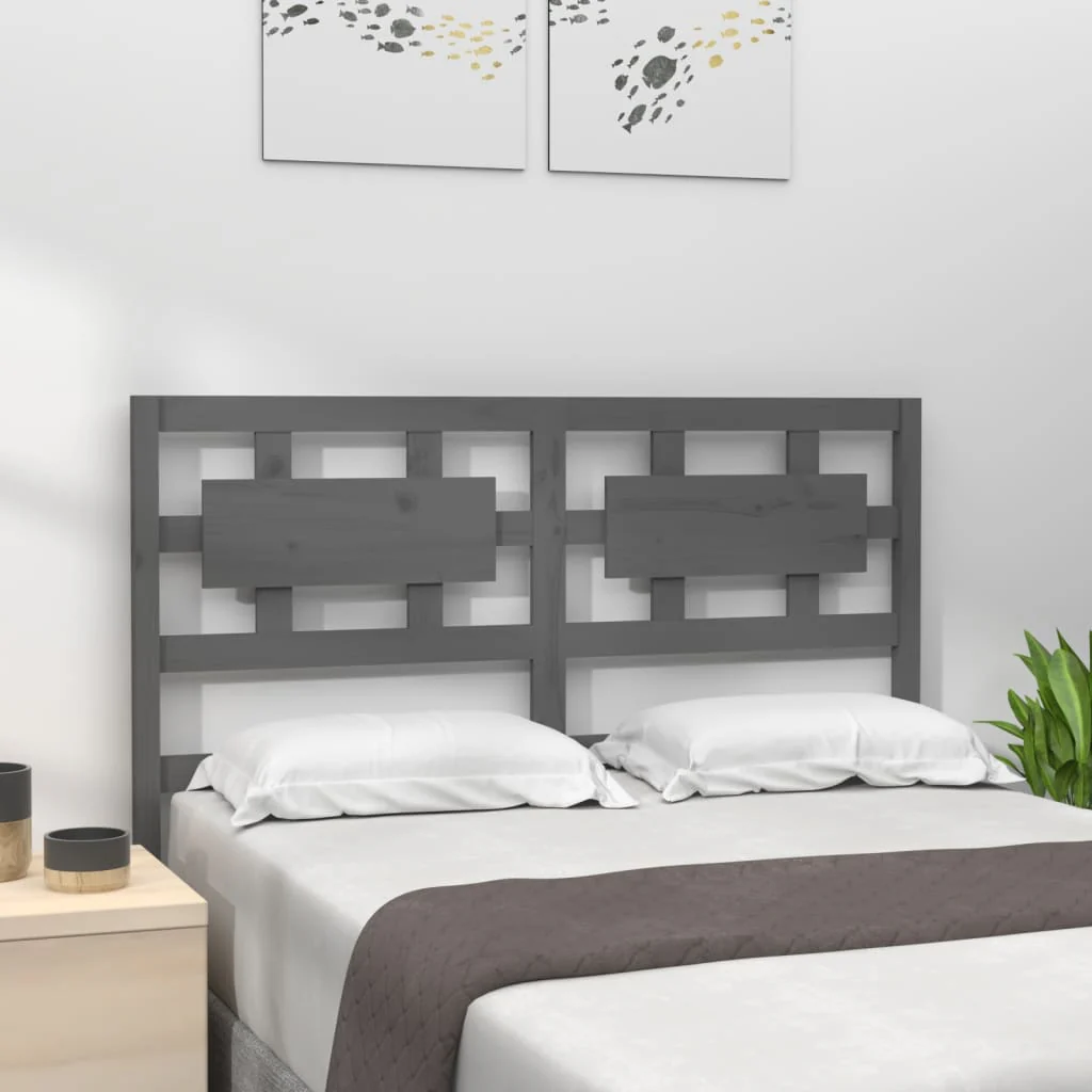 Berkfield Bed Headboard Grey 185.5x4x100 cm Solid Wood Pine