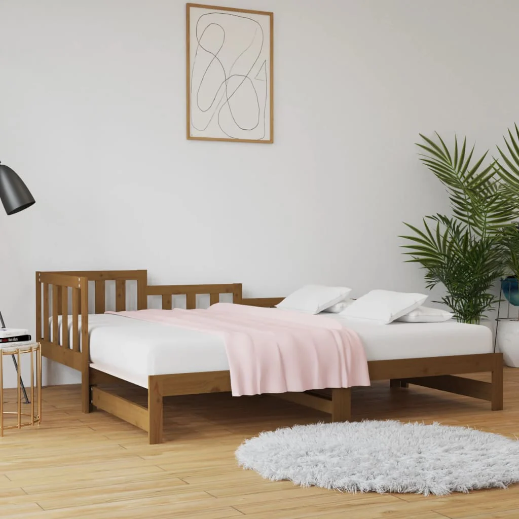 Berkfield Pull-out Day Bed Honey Brown 2x(80x200) cm Solid Wood Pine