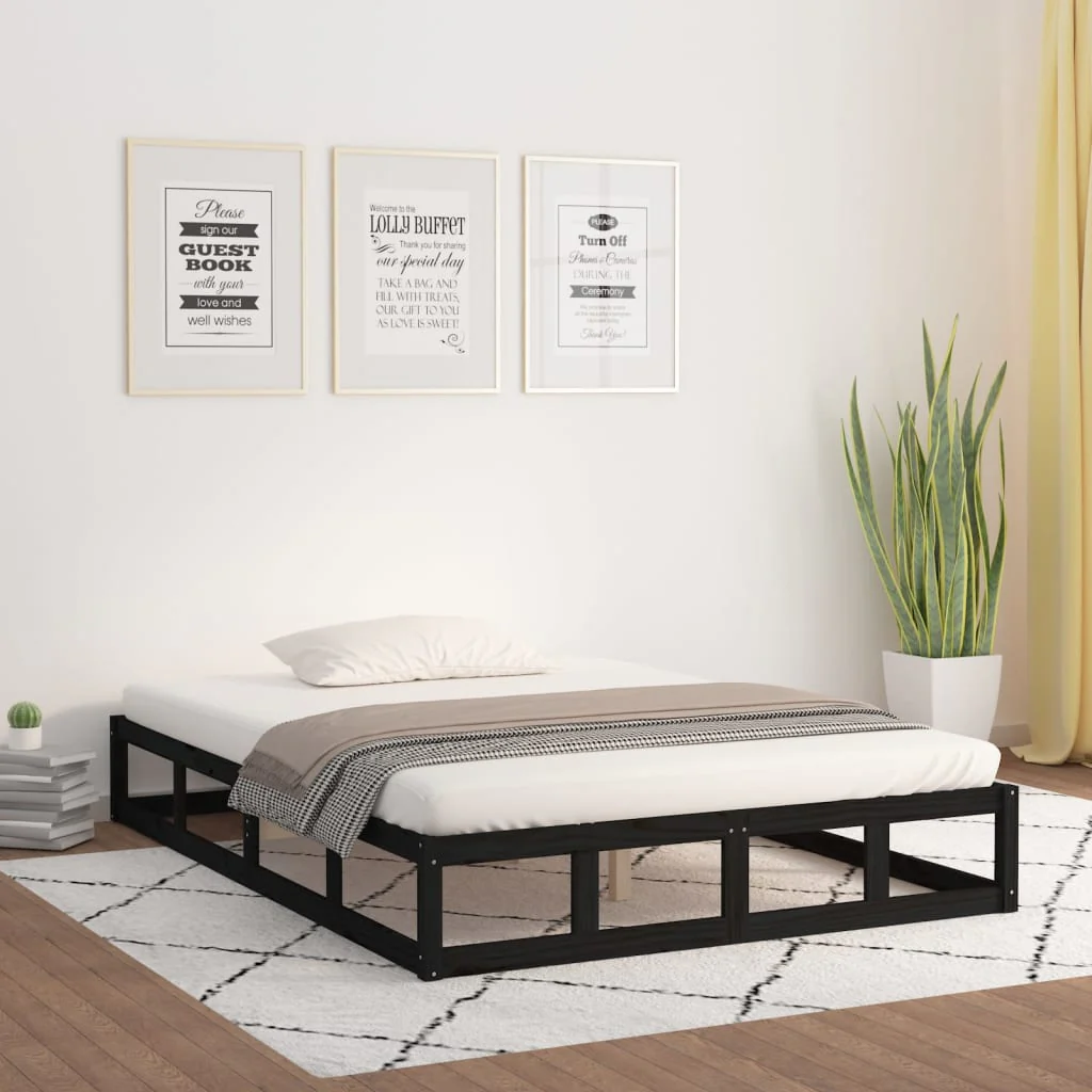 Berkfield Bed Frame Black 200x200 cm Solid Wood