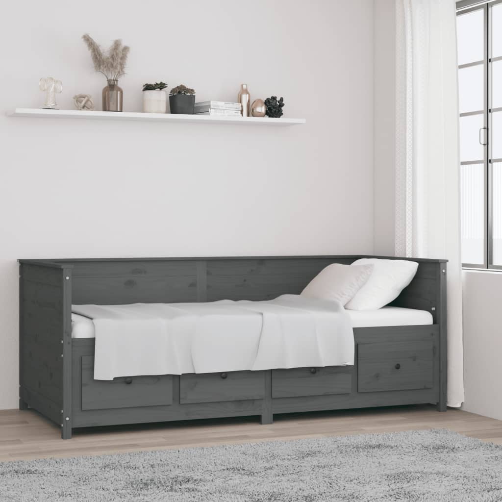 Berkfield Day Bed Grey 90x200 cm Solid Wood Pine