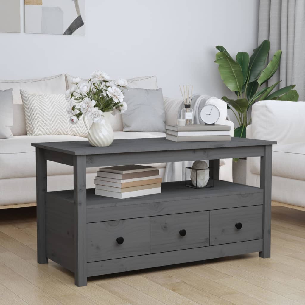 Berkfield Coffee Table Grey 102x49x55 cm Solid Wood Pine