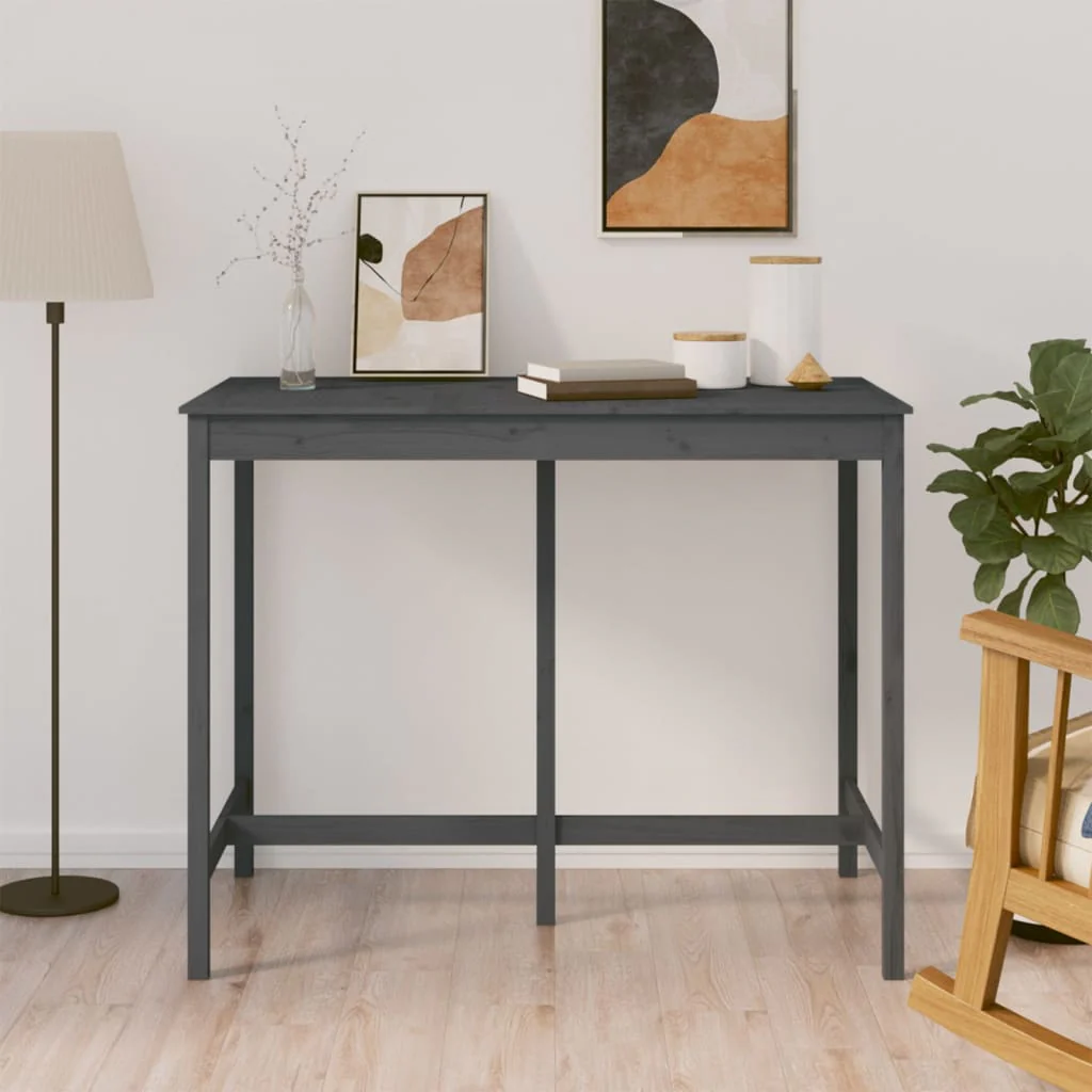 Berkfield Bar Table Grey 140x80x110 cm Solid Wood Pine