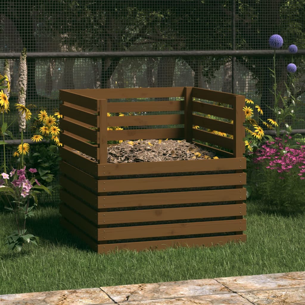 Berkfield Composter Honey Brown 80x80x78 cm Solid Wood Pine