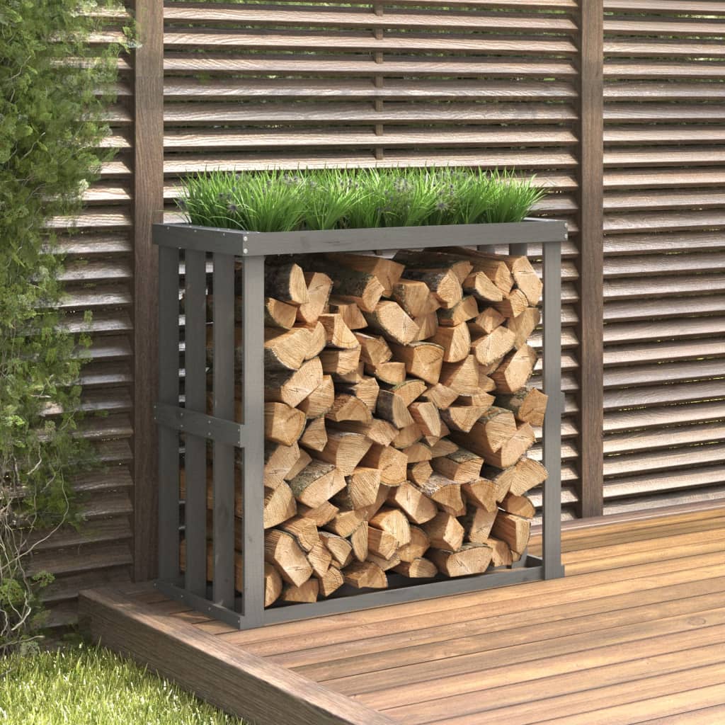 Berkfield Outdoor Log Holder Grey 108x52x106 cm Solid Wood Pine