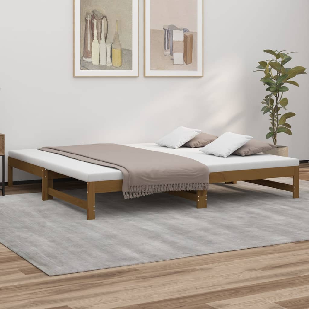 Berkfield Pull-out Day Bed Honey Brown 2x(100x200) cm Solid Wood Pine