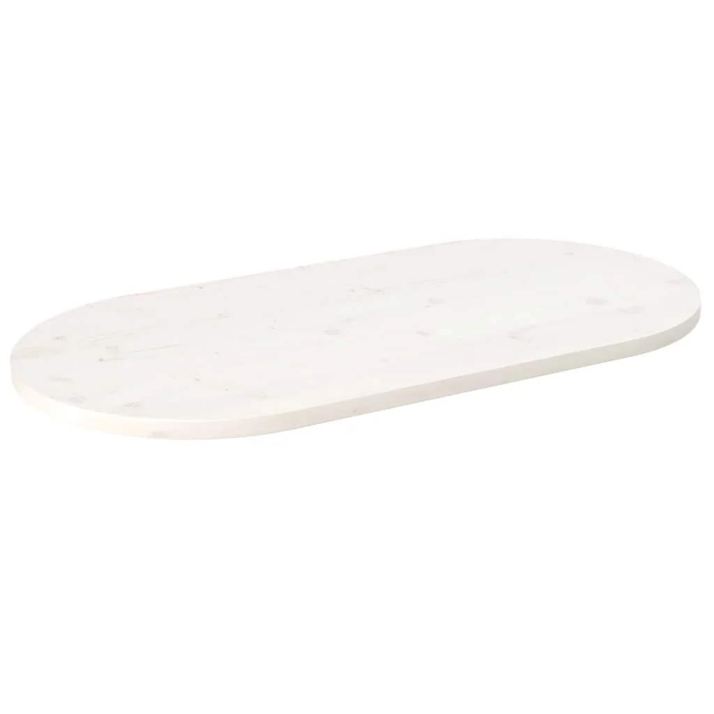 Berkfield Table Top White 90x45x2.5 cm Solid Wood Pine Oval