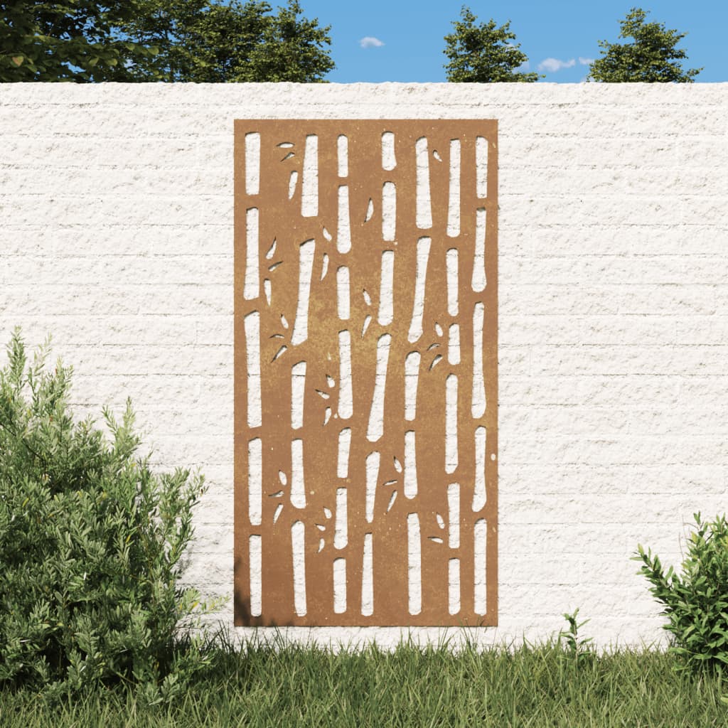 Berkfield Garden Wall Decoration 105x55 cm Corten Steel Bamboo Design